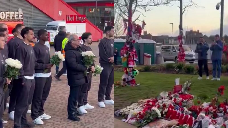 PSG : l'immense émotion de Campos, Neves, Nuno Mendes, Ramos et Vitinha en hommage à Diogo Jota devant Anfield